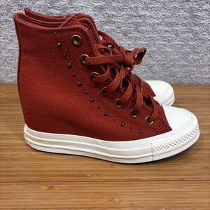 Converse Chuck Taylor All-Star High Wedge Platform Studs ~ Terracotta Red WM 6.5